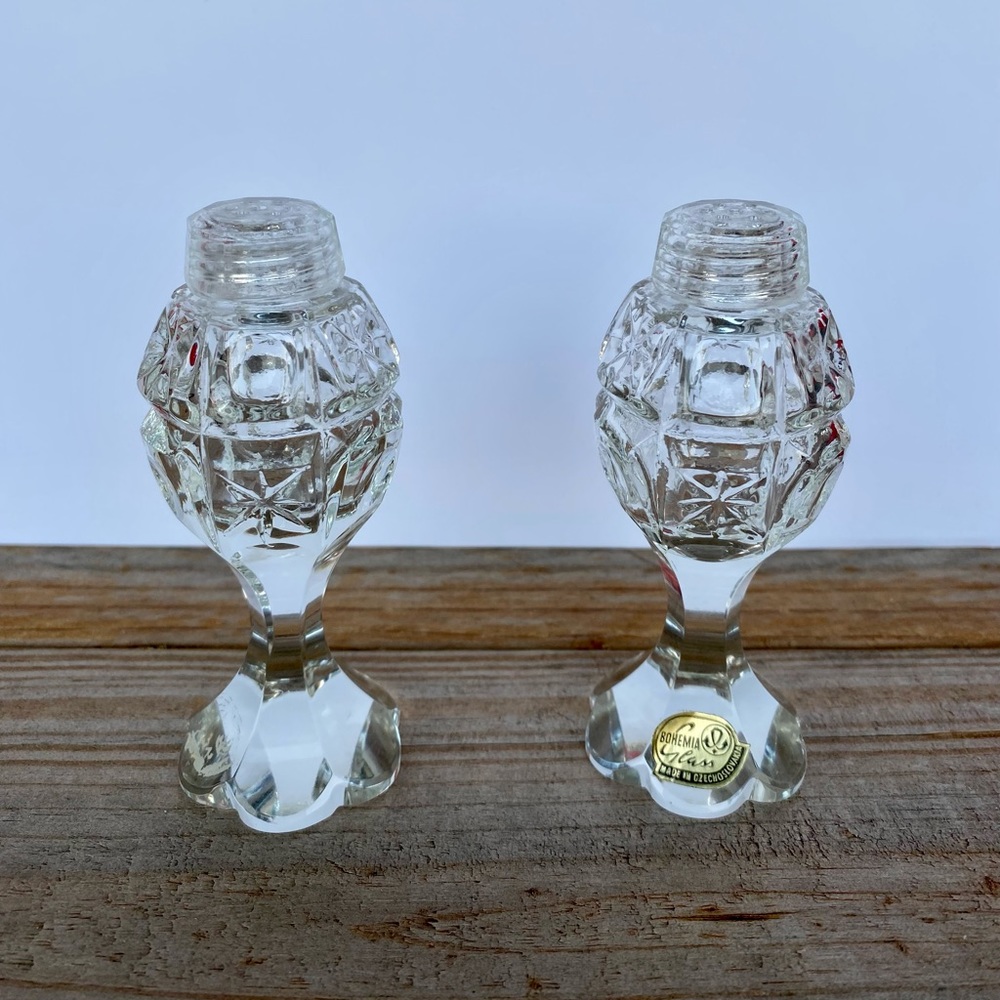 Bohemia Glass Crystal Salt and Pepper Shakers